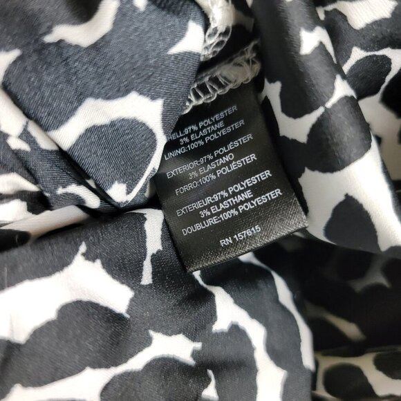 Tahari ASL Black & White One Shoulder Women's Slit Gown Dress | Size 14 - Picture 9 of 13